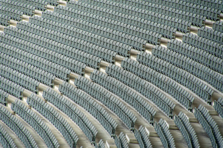 Full frame shot of empty bleachers in stadium