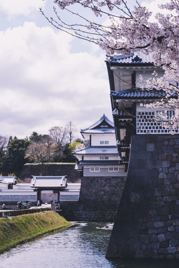 Low angle view of built structures against sky