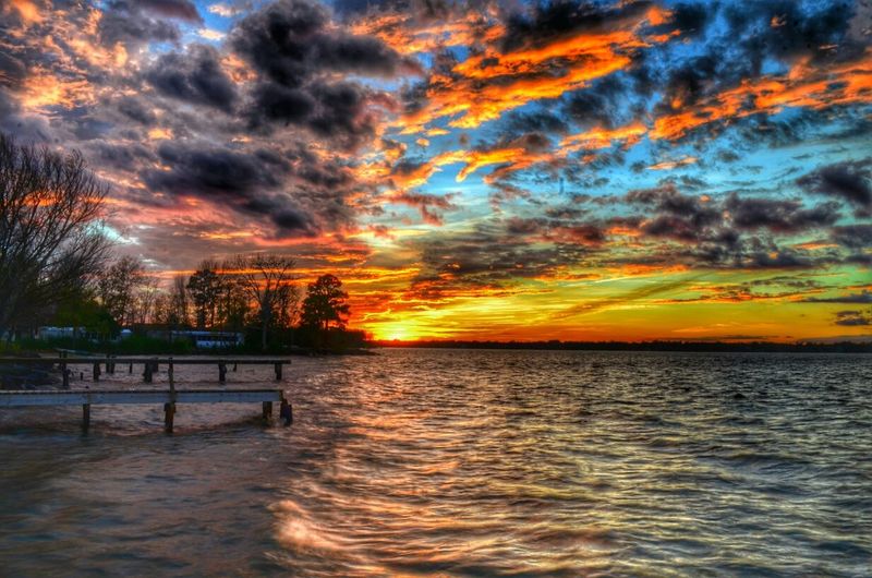 Scenic view of sea at sunset