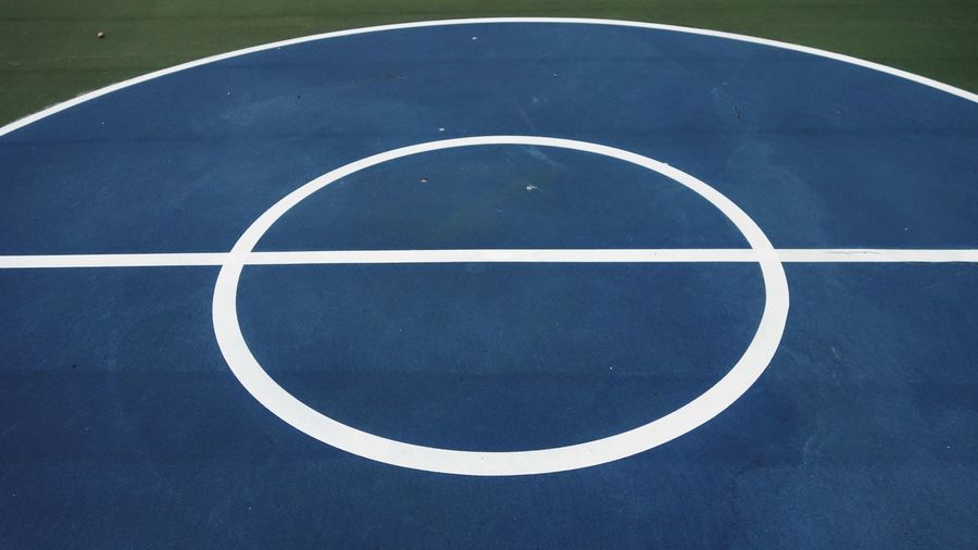 High angle view of basketball court