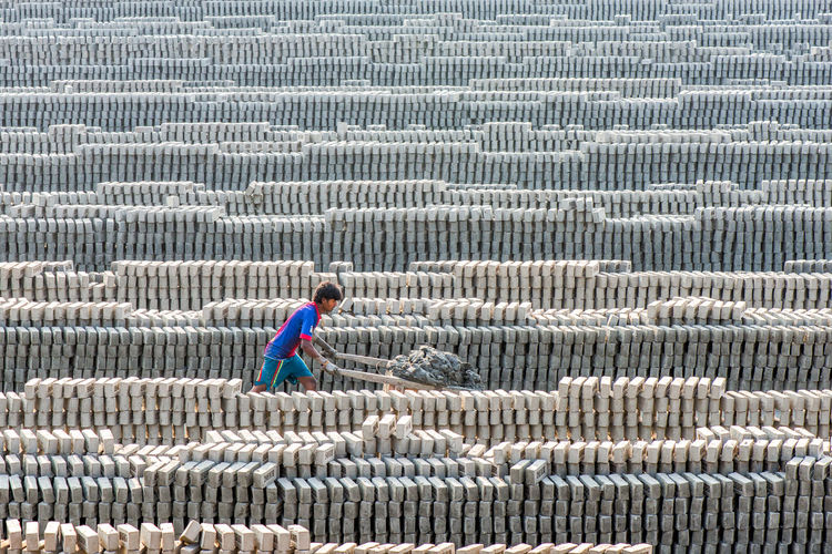 Worker working at brick factory