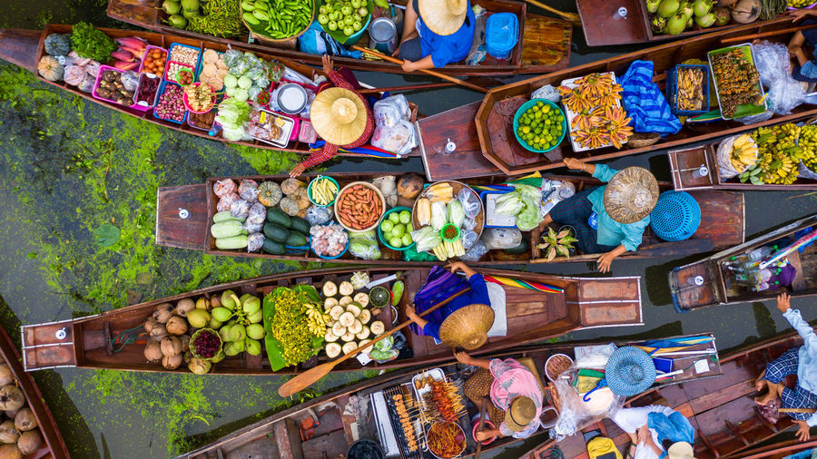 Aerial view of floating market