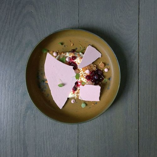 Directly above shot eton mess served on table
