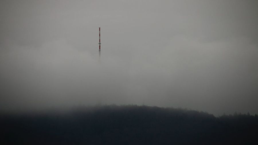 Low angle view of silhouette landscape against sky