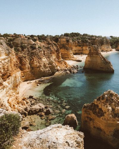 Nature shades and rock formations in the algarve coast 