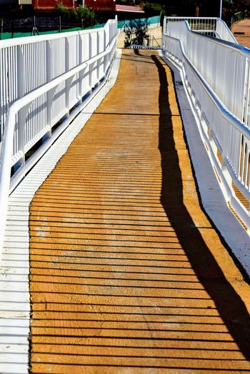 High angle view of empty footbridge