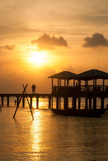Scenic view of sunset over sea