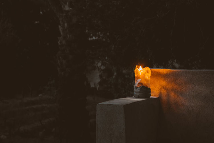 Close-up of fire at night