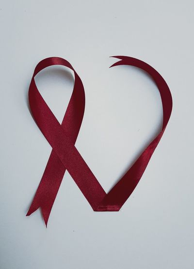 Close-up of heart shape over white background