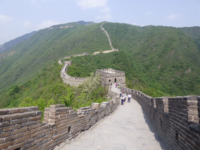 View of fort on mountain against cloudy sky