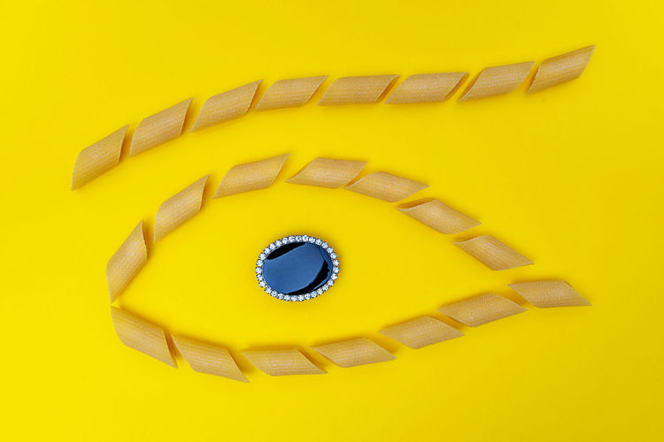 High angle view of yellow paper