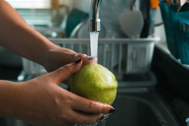 Close-up of woman holding apple