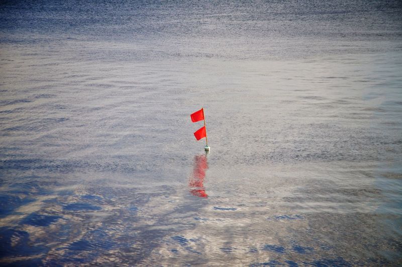 Red buoy in water