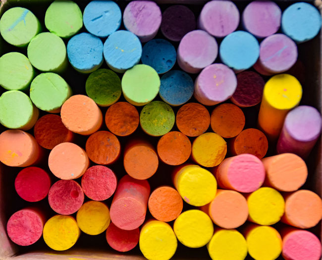Full frame shot of multi colored chalks 