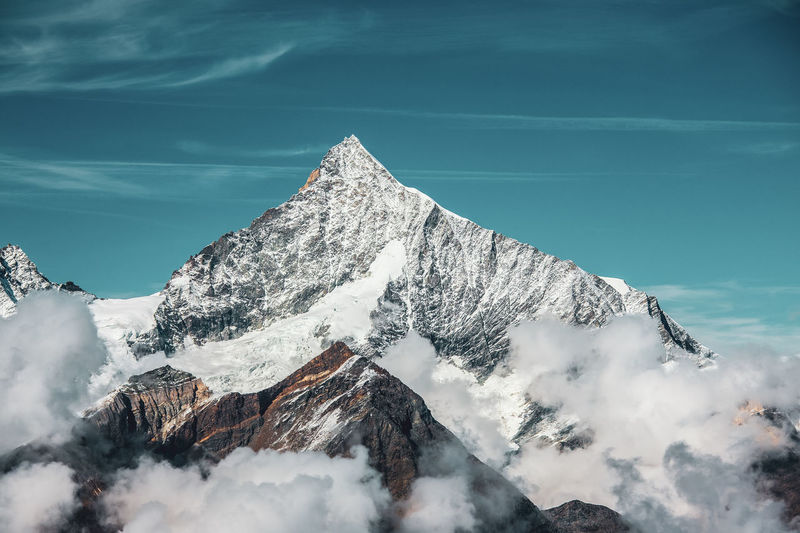 Panoramic view of the valais alps, dent blanche switzerland.