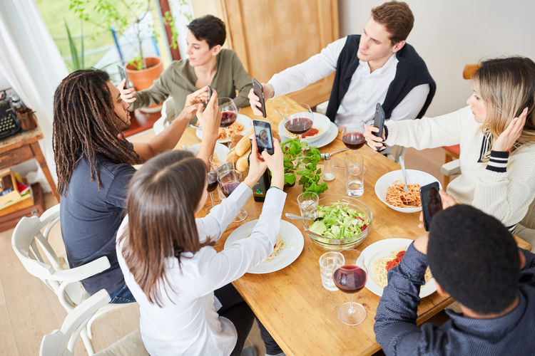 Group of people at restaurant table