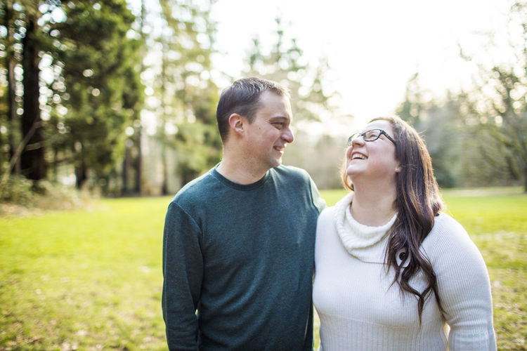 Middle-aged couple sharing a moment outdoors
