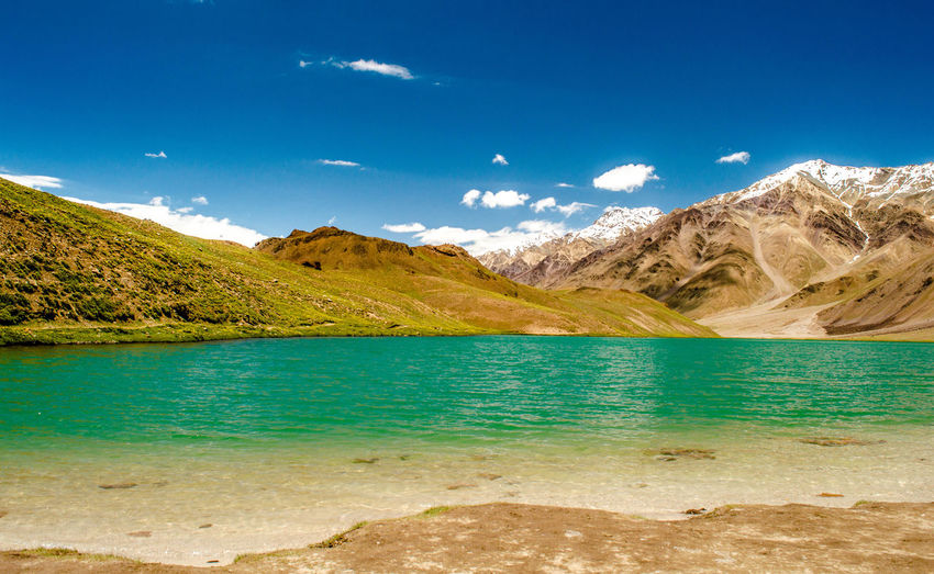 Serene lake chandratal in the beautiful lahaul spiti valley