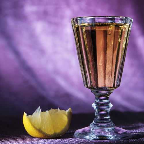 Close-up of drink in glass on table
