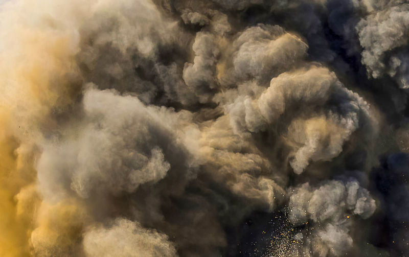 Close up of dust storm during detonator blasting