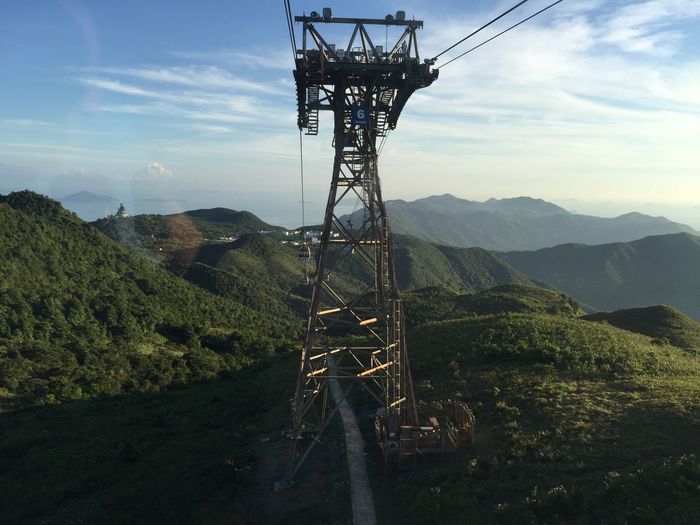 Electricity pylon on mountain