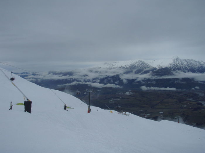 Scenic view of snow covered mountains