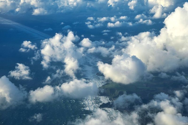 Aerial view of clouds over sea