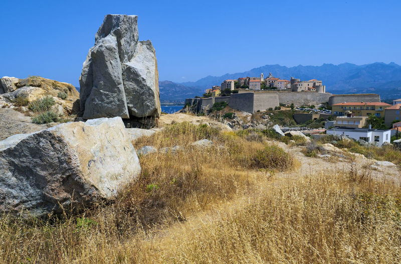City of calvi at the northern coast of the mediterranean island of corsica