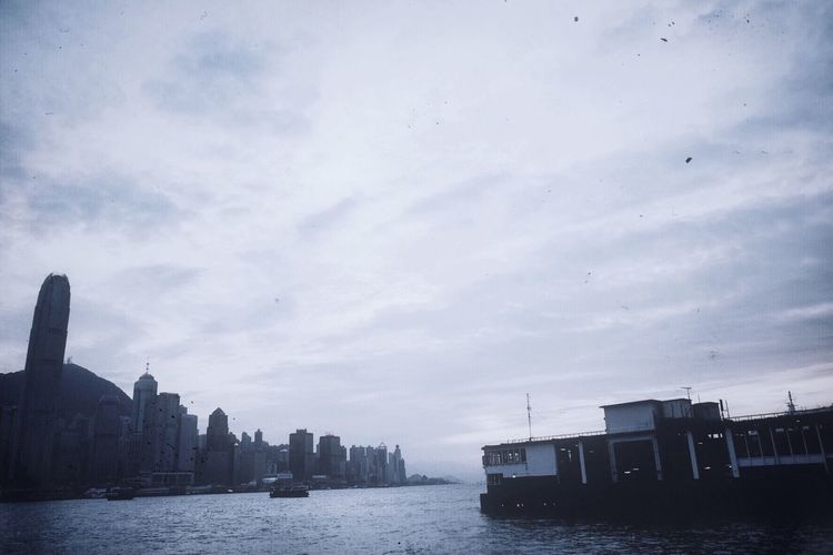 River by city against sky