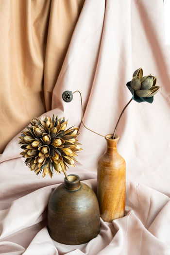 Close-up of christmas decorations on table