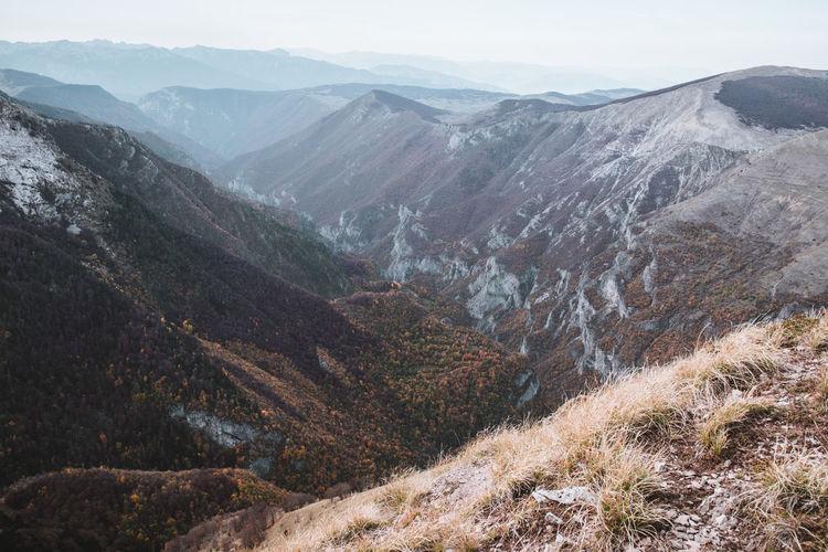 Scenic view of mountains against sky
