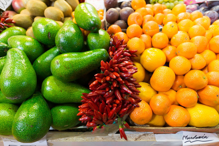 Full frame shot of fresh fruits for sale in market