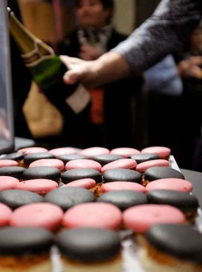 Close-up of macaroons on table