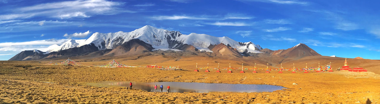 Panoramic view of snowcapped mountains against sky