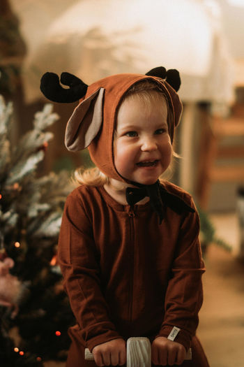 Portrait of cute boy wearing hat