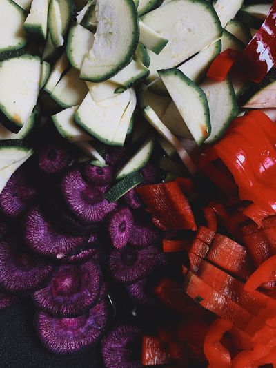Full frame shot of chopped fruits