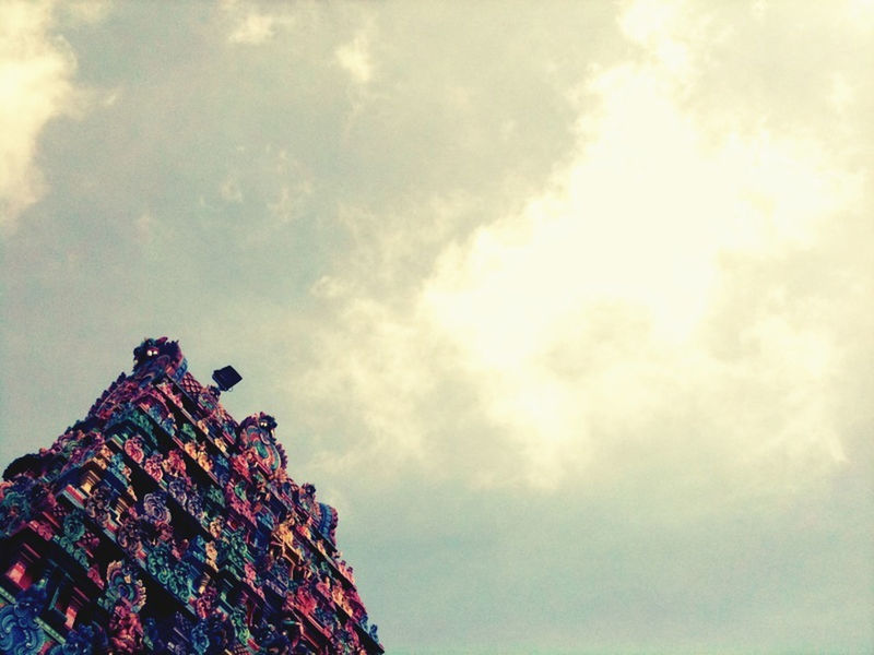 low angle view, sky, cloud - sky, building exterior, architecture, built structure, cloudy, cloud, multi colored, outdoors, no people, high section, day, city, building, blue, nature, pattern, weather, red