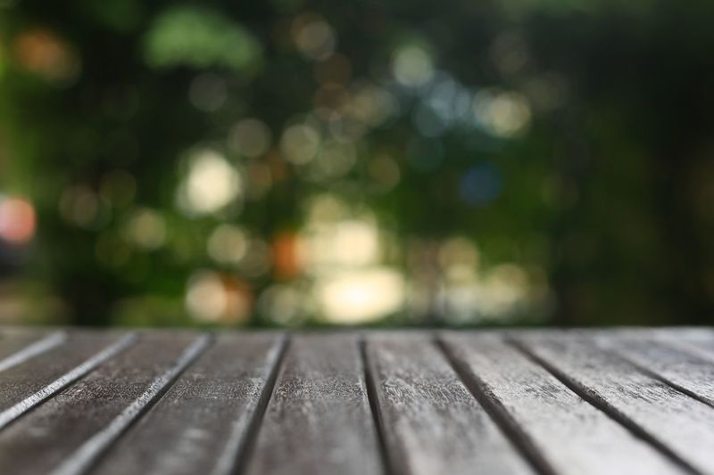 Surface level of wooden bench