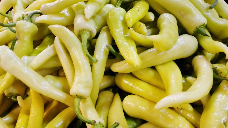 Full frame shot of green chilies