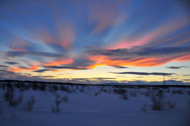 Sunset on the arctic circle train. 