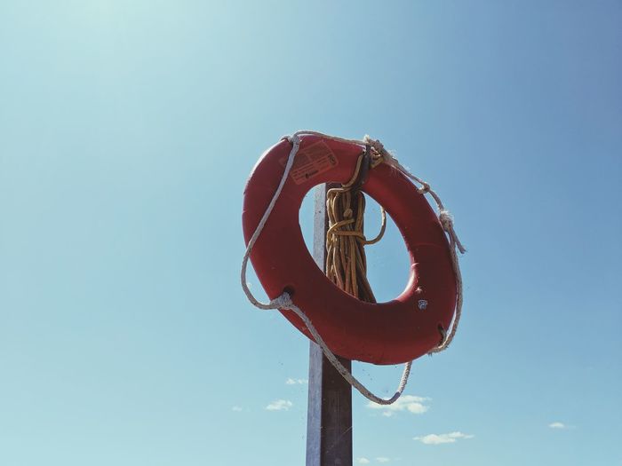 Lifesaver buoy hung in the sky