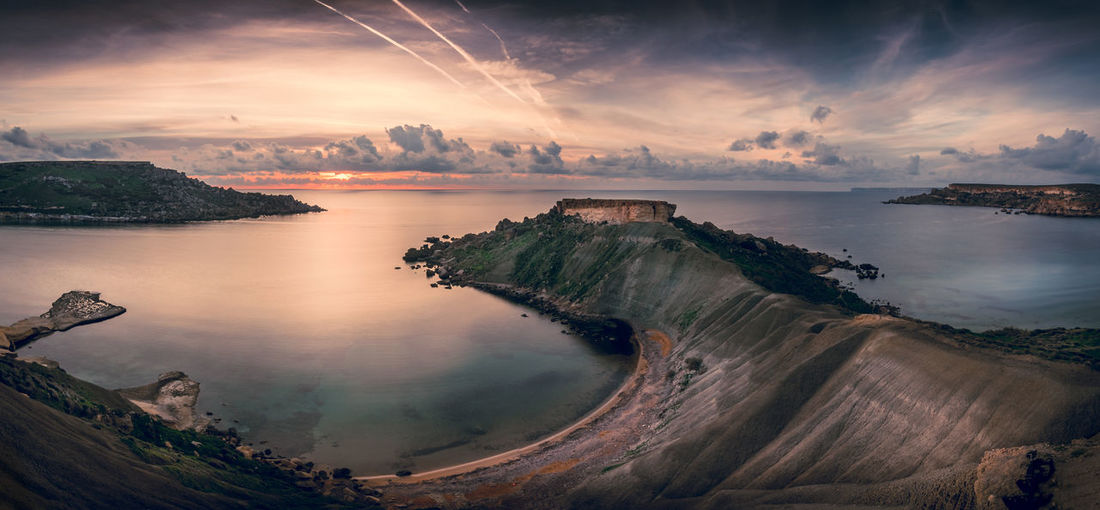Panoramic view of sea against cloudy sky