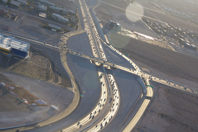 High angle view of highway on street