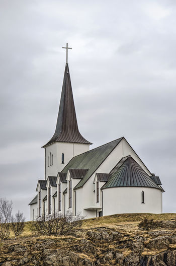 Church on a hill in borgarnes, iceland