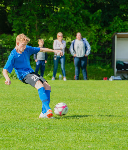 Young soccer player in action during a soccer game