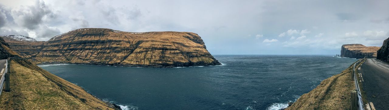 Scenic view of sea against cloudy sky