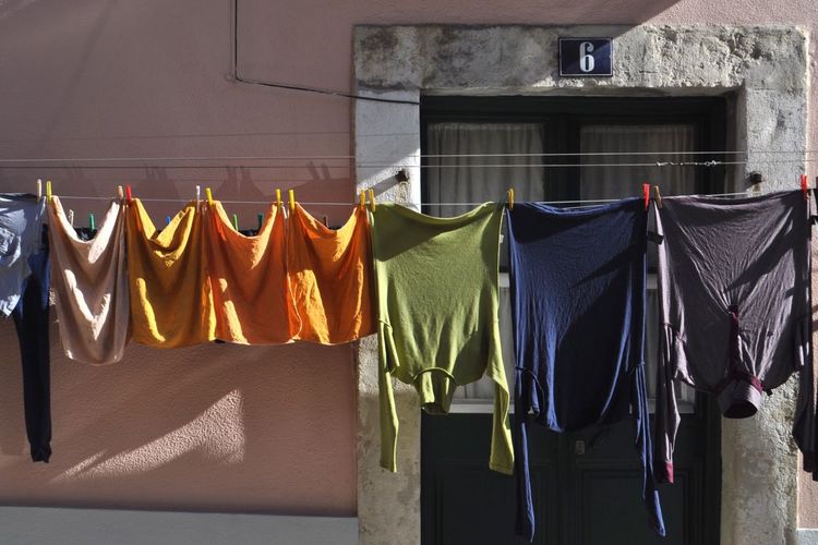 Clothes drying in row