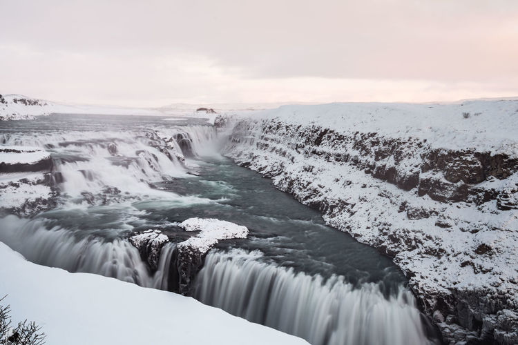 Long exposure of waterfall during winter