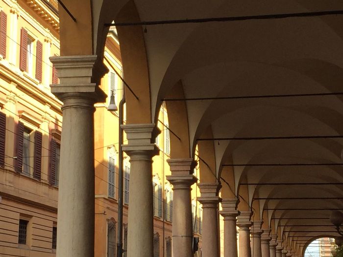 Low angle view of colonnades in historic building