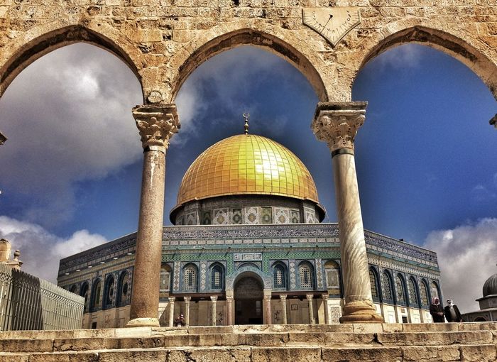 Low angle view of al-aqsa mosque against sky
